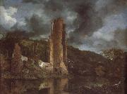 Jacob van Ruisdael Landscape with the Ruins of Egmond Castle at Egmond aan den Hoef oil